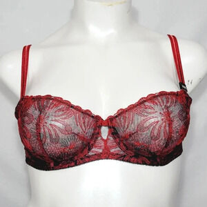 34DDD Paramour 115009 Ellie Demi Unlined Lace Japanese‎ Red Blossoms NWT